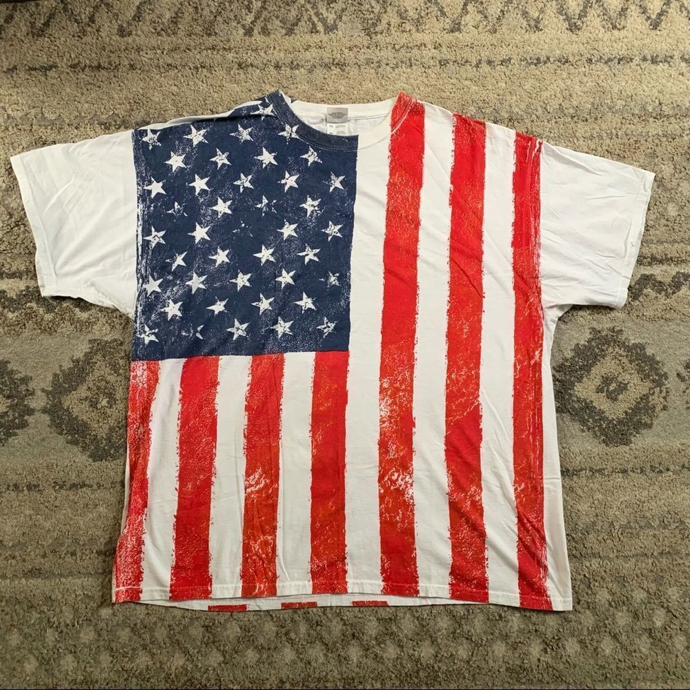 USA American Flag Red White Blue T-Shirt 2XL